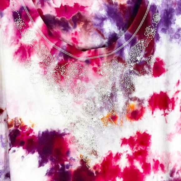 Avenue Plus Size 30W 32W Top Beauty Queen Tie Dye Pink Purple Sequins Beaded 783 - Picture 4 of 10